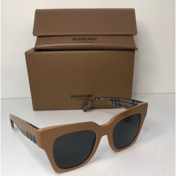 New - 💯 BURBERRY BE4364 KITTY SQUARE NUDE CHECK PRINT SUNGLASSES - Picture 7 of 13